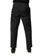 Black Mid Waist Men Tapered Dress Trouser Pants