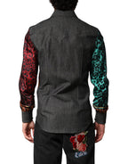 Multicolor Tiger Leopard Print Silk Men Shirt