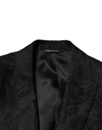 Black Brocade Single Breasted 2 Piece Suit