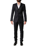Blue Wool Single Breasted 3 Piece Men Suit