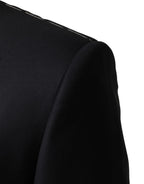 Black Wool Single Breasted 3 Piece Men Suit