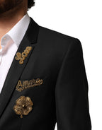 Black Embellished Single Breasted 2 Pc Suit