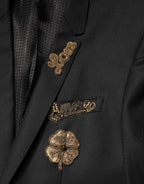 Black Embellished Single Breasted 2 Pc Suit