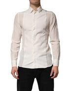 Off White Silk Men GOLD Dress Formal Shirt