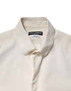 Off White Silk Men GOLD Dress Formal Shirt