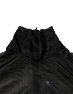 Black Sheer Long Sleeves Turtleneck Top