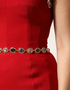 Red Crystals Sheath Mermaid Long Gown Dress