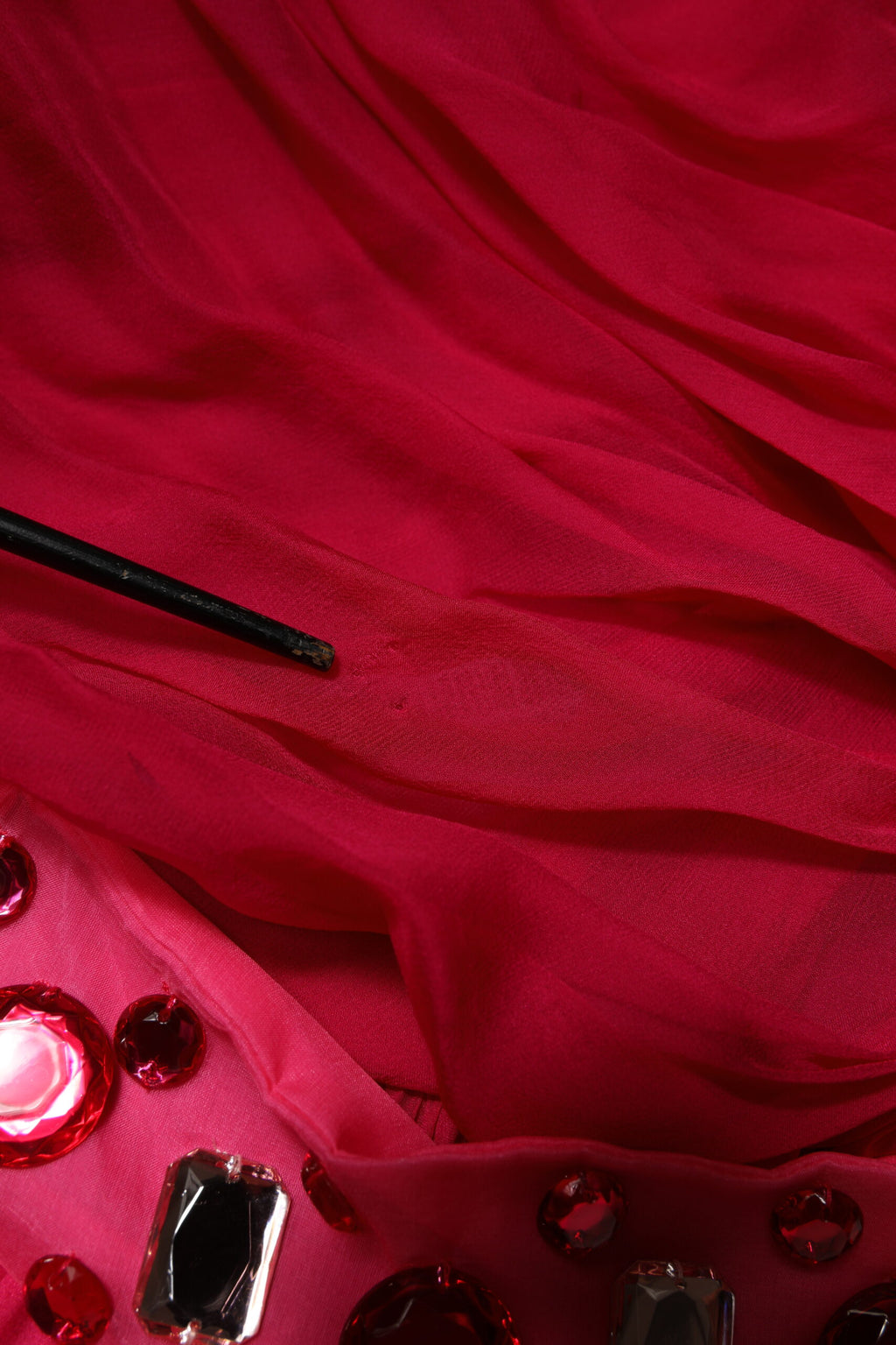 Pink Silk Embellished A-line Midi Dress