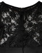 Black Lace Trim Cotton Sheath Midi Dress