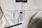 White Wool High Waist Tapered Trouser Pants