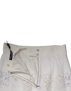 White Floral Lace High Waist Pencil Cut  Skirt
