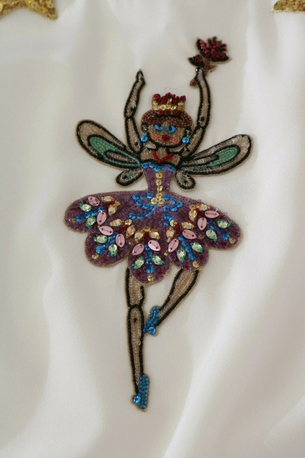 White Embellished Crystal Sequin Fairy  Top