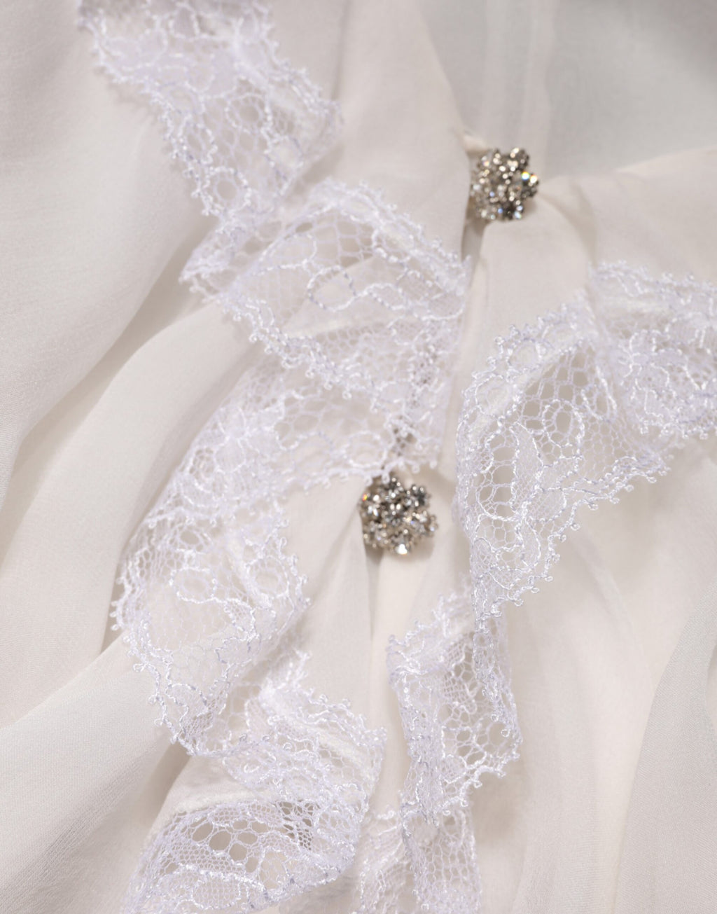 White Ruffles Lace Long Sleeve Blouse Top