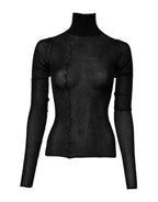 Black Viscose Turtle Neck Pullover Top