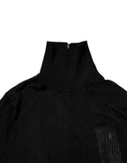 Black Viscose Turtle Neck Pullover Top