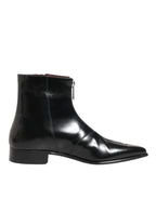 Black Leather Chelsea Short Ankle Boots Shoes