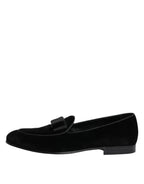 Black Velvet Slip On Loafers Formal Men Shoes
