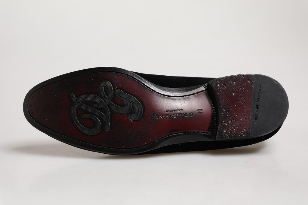 Black Velvet Slip On Loafers Formal Men Shoes