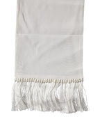 White Silk Fringes Neck Wrap Foulard Scarf