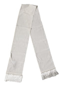 White Silk Fringes Neck Wrap Foulard Scarf