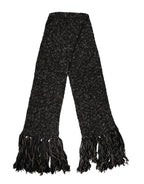 Black Wool Fringes Neck Wrap Foulard Scarf