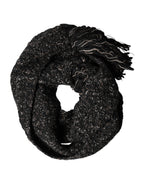 Black Wool Fringes Neck Wrap Foulard Scarf