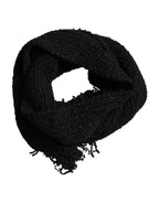 Black Wool Fringes Neck Wrap Foulard Scarf