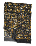 Black Jazz Club Print Neck Wrap Shawl Scarf