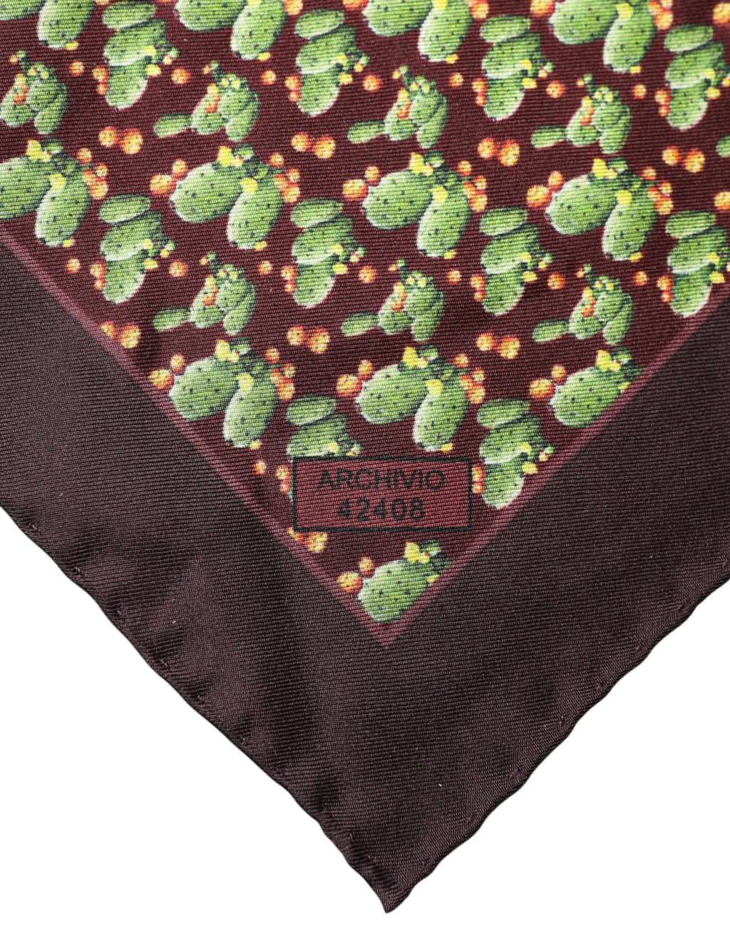 Brown Cactus Print Square Handkerchief Scarf