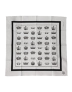 White Crown Cotton Square Foulard Scarf