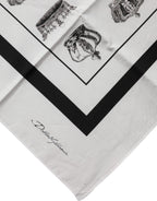 White Crown Cotton Square Foulard Scarf