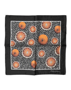 Black Orange Print Square Handkerchief Scarf