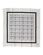 White Crown Cotton Men Square Foulard Scarf