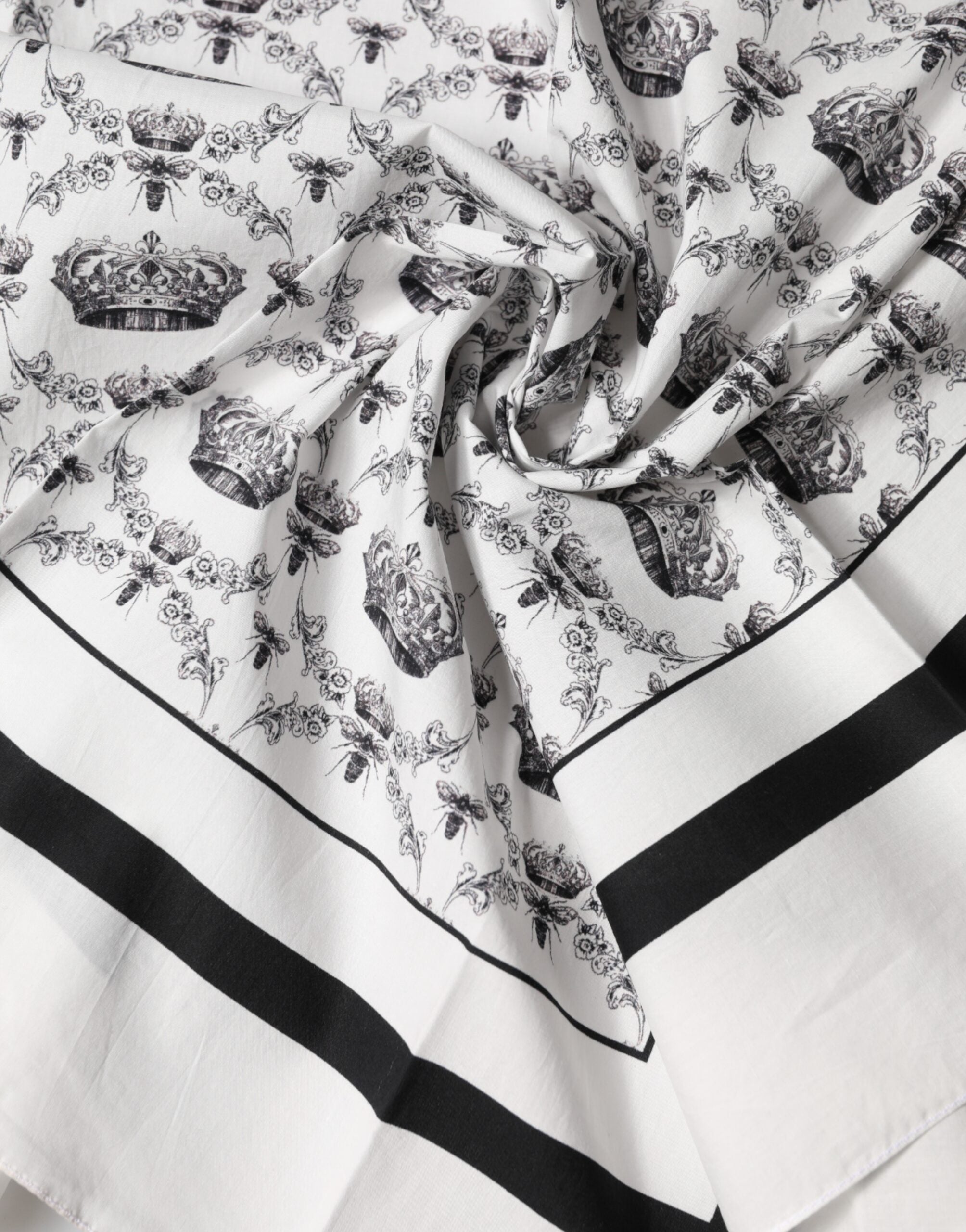 White Crown Cotton Men Square Foulard Scarf