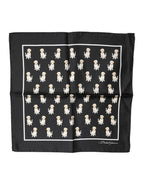 Black Dog Print Square Handkerchief Scarf