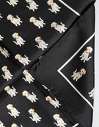 Black Dog Print Square Handkerchief Scarf