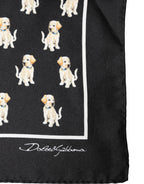 Black Dog Print Square Handkerchief Scarf