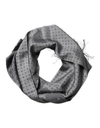 Gray Patterned Fringes Neck Foulard Scarf