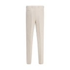 Beige Cotton Casual Pants