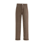 Brown Cotton Relaxed Fit Jeans