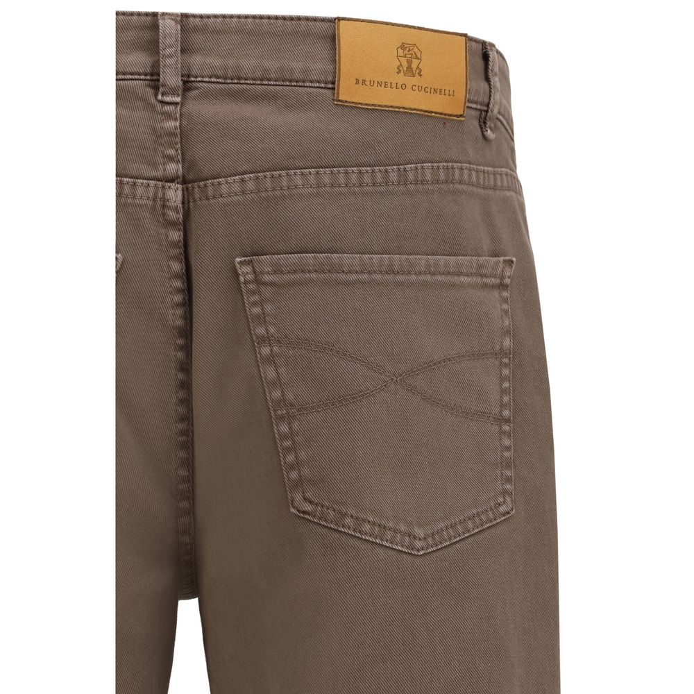 Brown Cotton Relaxed Fit Jeans