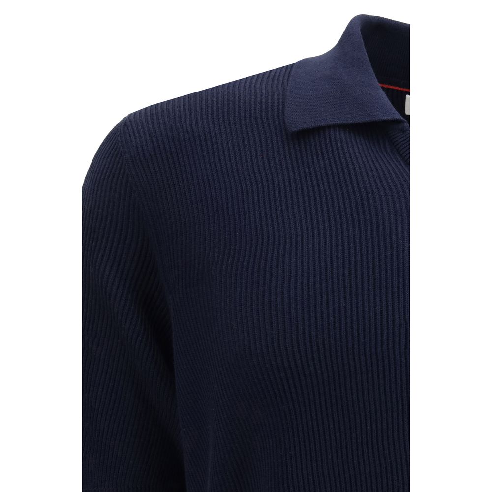 Blue Cotton Polo Shirt