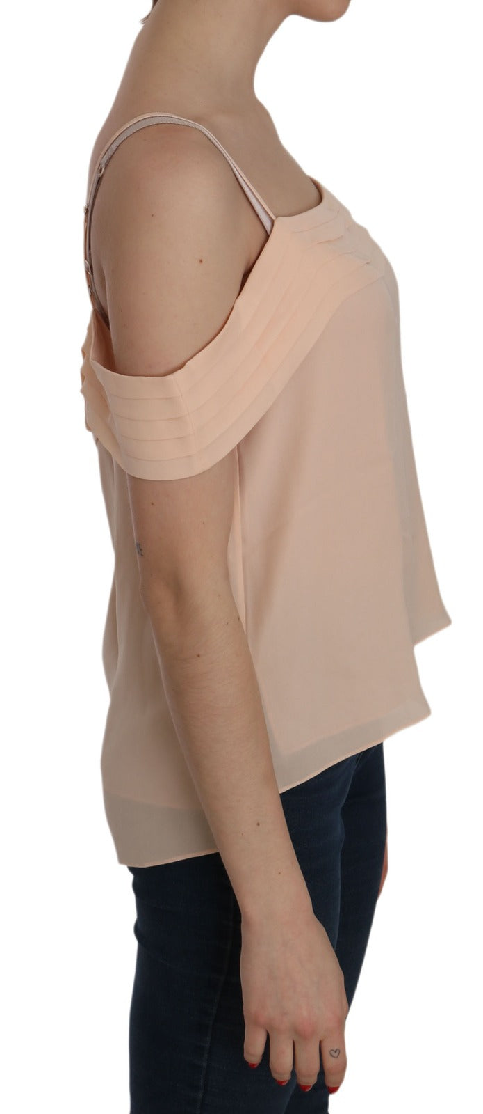 Orange Off Shoulder Strap Square Neck Top Blouse