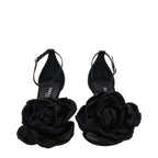 Black Satin Stiletto Heel Sandals