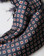 Black Patterned Fringes Neck Foulard Scarf