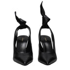 Black Leather High Heel Pumps