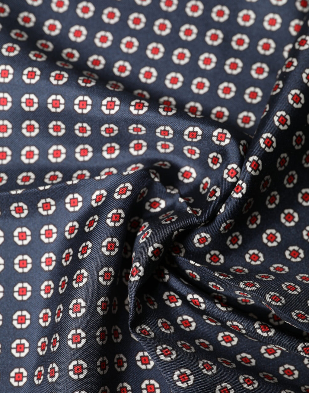 Blue Patterned Silk Square Handkerchief Scarf