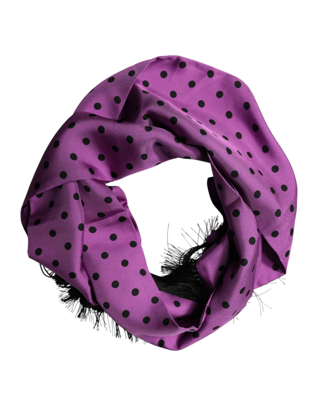 Violet Polka Dot Fringes Neck Foulard Scarf