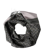 Gray Patterned Fringes Neck Foulard Scarf