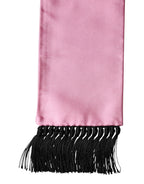 Pink Silk Fringes Neck Wrap Foulard Scarf
